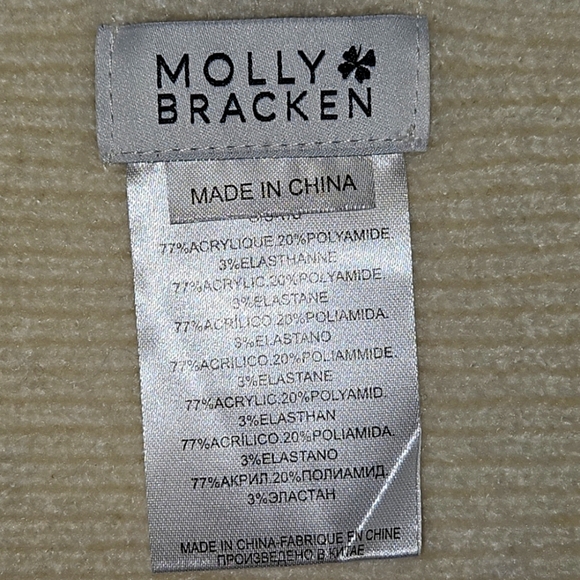 Molly Bracken Cream 64 inch Vintage Scarf with sparkles at both ends - Picture 5 of 5